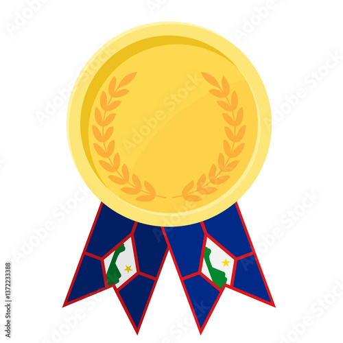 Golden award medal with Sint Eustatius flag ribbons for winners