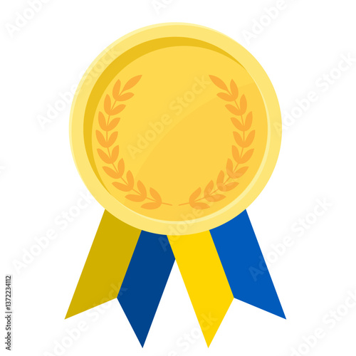 Golden award medal with Ukraine flag ribbons for winners