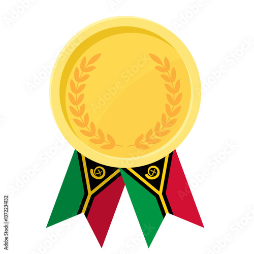 Golden award medal with Vanuatu flag ribbons for winners