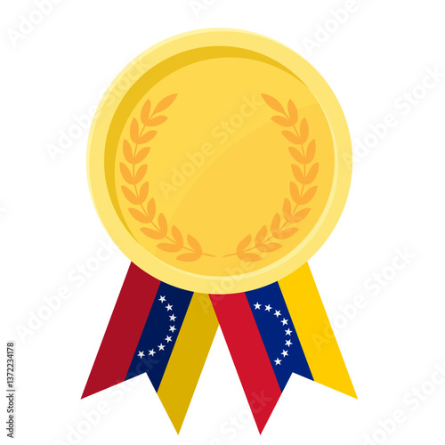Golden award medal with Venezuela flag ribbons for winners