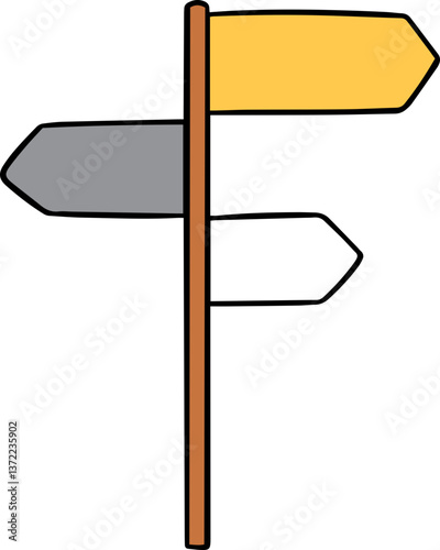 Illustration of direction post

