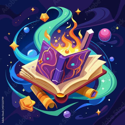 Magic Spell Book with Floating Pages