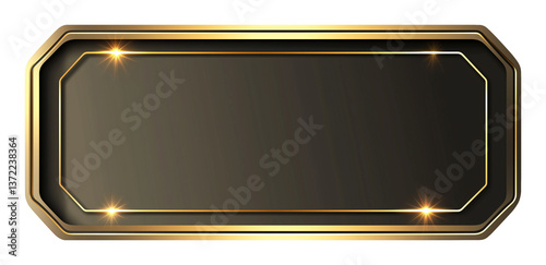 Rectangular gold plate, black aesthetic text box with gold ornate frame, elegant wallpaper, texture. Gold metallic texture background.