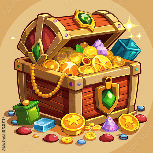 Treasure Chest with Gold and Jewels