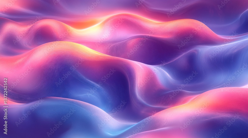 Obraz premium Colorful abstract waves background, vibrant gradient, digital art