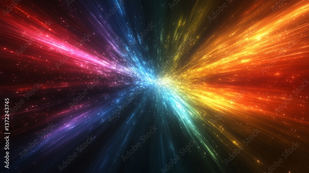 Obraz premium Bright colored background with rays of light diverging from the center in different directions. Great for dynamic presentations, promotional materials, creative posters.