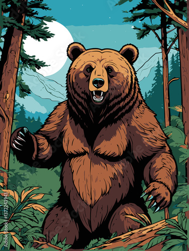 grizzly bear vector art for graphic design needs
