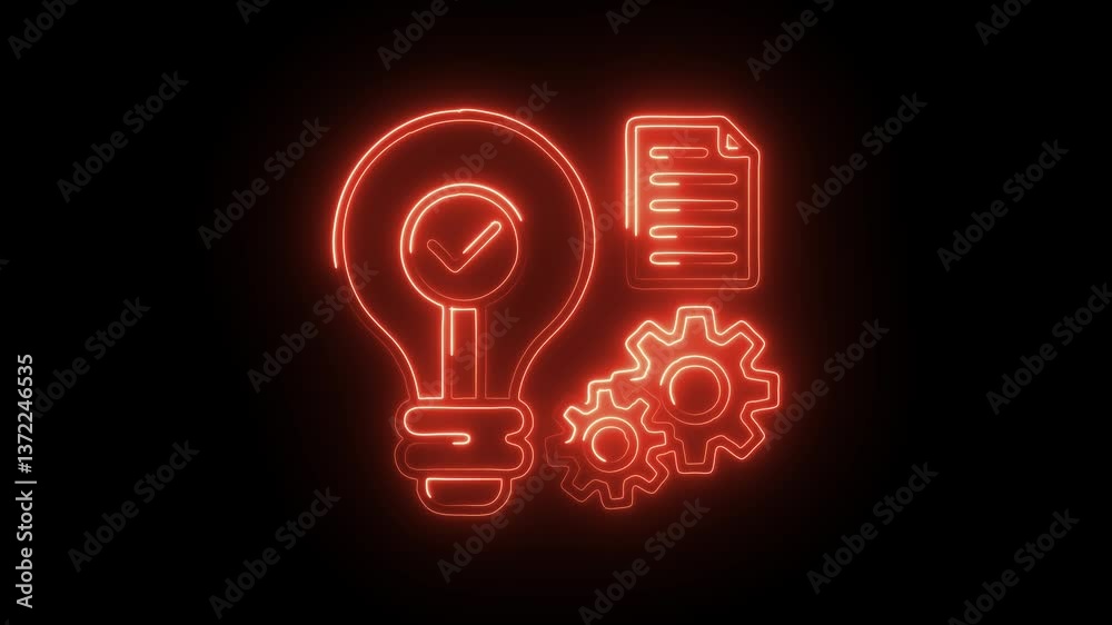 Glowing neon function icon isolated on black background. HD Video motion graphic animation Glowing neon function icon isolated on black background. HD Video motion graphic animation