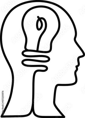 Head idea line  icon vector on white background,head idea icon vector stock image,head idea icon desIgn illustration 