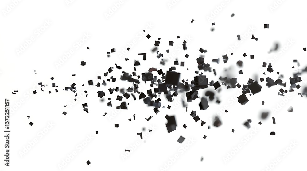 Obraz premium abstract_fragmented_geometric_shapes_appearing_in_a_floating_scattered_pattern_on_a_white_backdrop