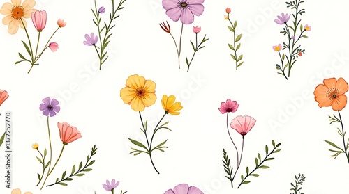 Wallpaper Mural seamless pattern with tulips Torontodigital.ca