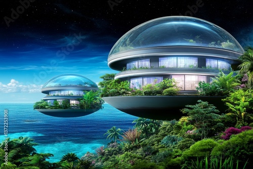 A cyberpunk version of RoatÃ¡n, where neon-lit underwater cities exist beneath the surface