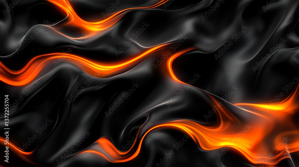 Abstract black background with fiery orange waves Abstract black background with fiery orange waves