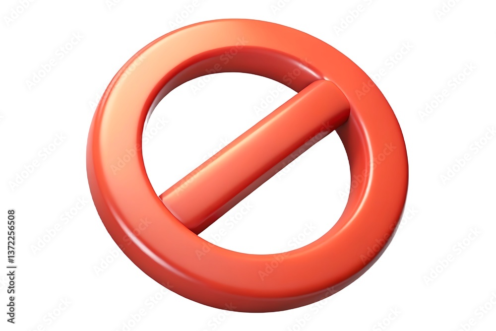 Isolated red prohibition symbol on white surface Isolated red prohibition symbol on white surface