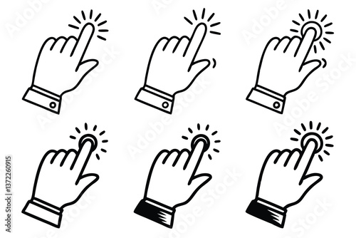 Vector set of hand gestures icons, including thumb up, fist, and palm silhouettes