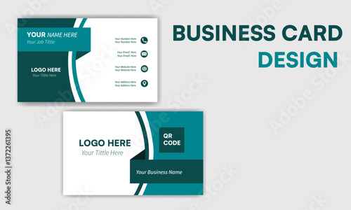 Personal visiting card with company logo. double sided business card design template with clean colour , business card template,