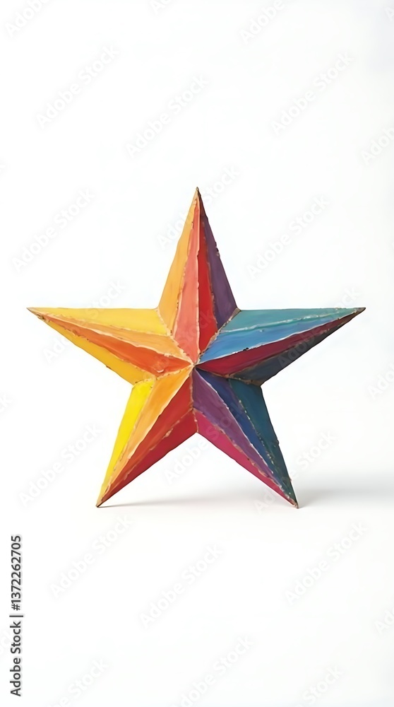Fototapeta premium minimalist_five-pointed_star_with_clean_edges_filled_with_a_spectrum_of_bright_colors_standing