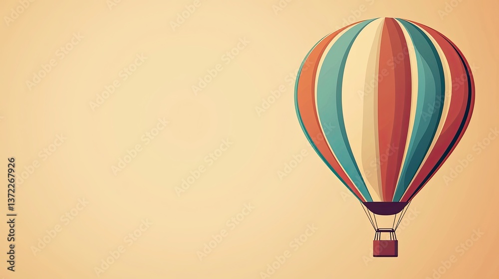Fototapeta premium Colorful Vintage Hot Air Balloon Against Soft Gradient Background