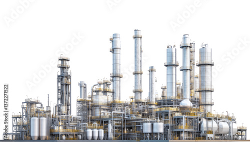 Oil refinery isolated on transparent background