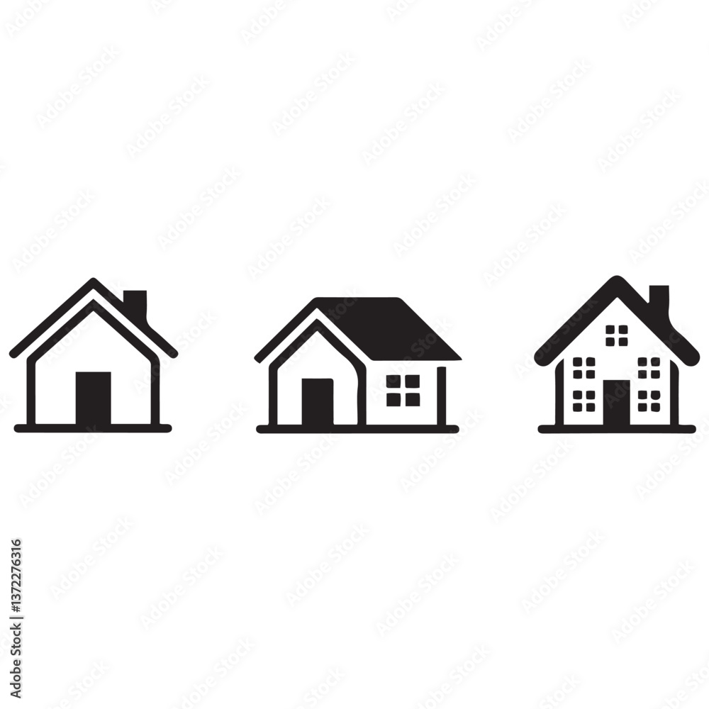 House Icon Set Silhouette Vector Black. with white background House Icon Set Silhouette Vector Black. with white background