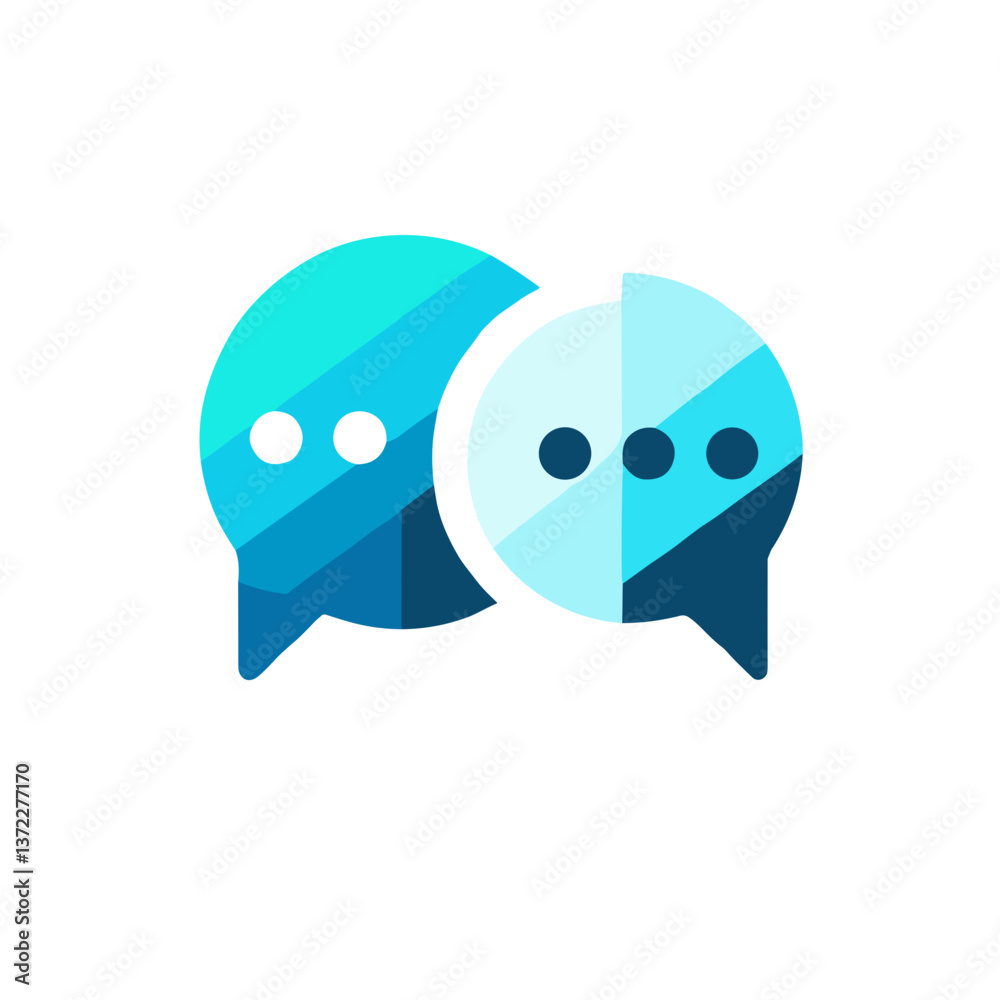 Speech bubbles facing each other, blue vector icon, transparent background Speech bubbles facing each other, blue vector icon, transparent background