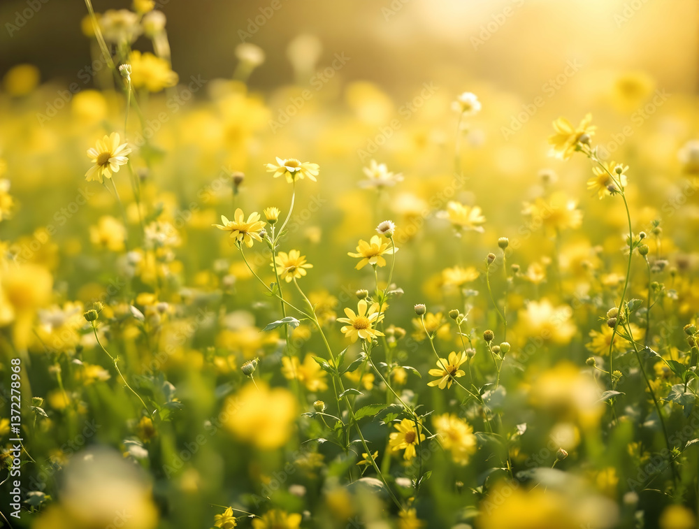 Fototapeta premium Golden Daisy Meadow Sunlight Flowers