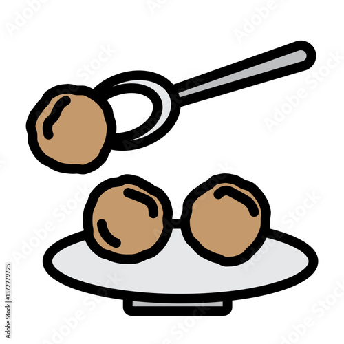 Meatball Vector Filled Icon Design