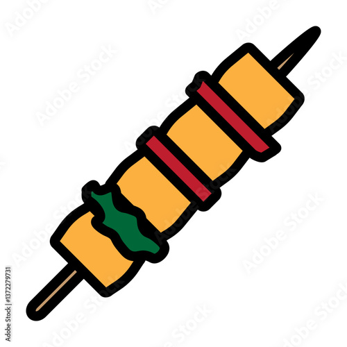 Shashlik Stick Vector Filled Icon Design