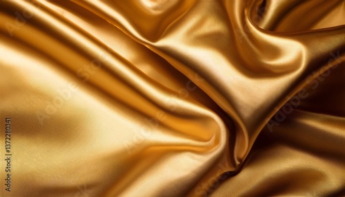 Shiny gold lame fabric flowing and forming elegant folds
