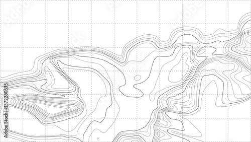 Topographic map with lines on a white background. Geographic map concept. Vector illustration