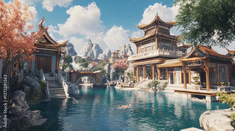 Fototapeta premium Antique Summer Resort, Chinese style ancient architecture 