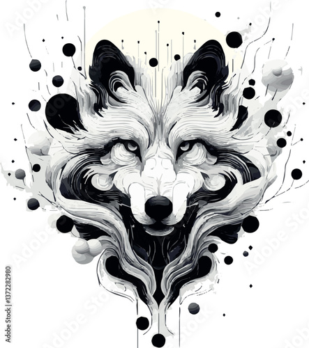 Wolf Head Tribal Tattoo Vector Illustration