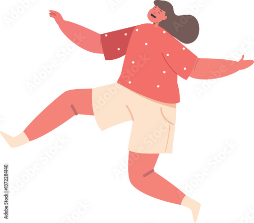Happy excited girl character vector illustration