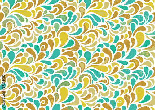 Seamless Abstract flower art  pattern, doodle, fabric, fashion textile , hand-drawn feathers in earthy tones for bohemian skirts, shawls, and maxi dresses.