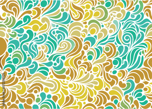 Seamless Abstract flower art  pattern, doodle, fabric, fashion textile , hand-drawn feathers in earthy tones for bohemian skirts, shawls, and maxi dresses.