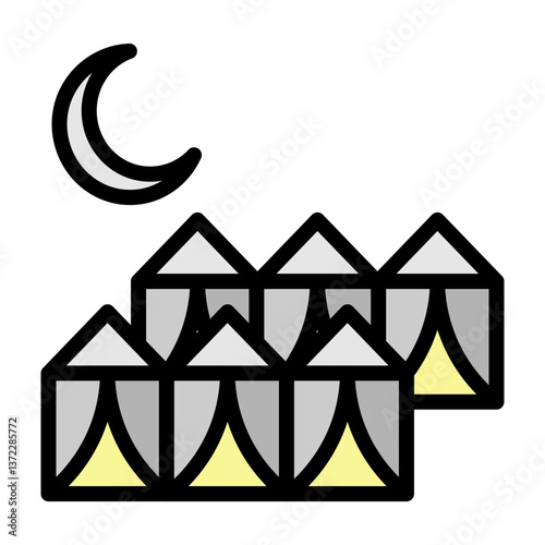 Hajj Mina Vector Filled Icon Design