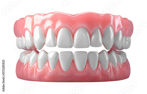 3D teeth on a white or transparent background, dental clinic advertisement
