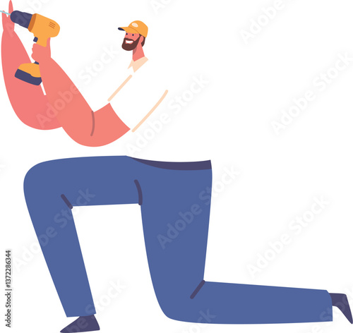 Repairman drilling with electric tool
