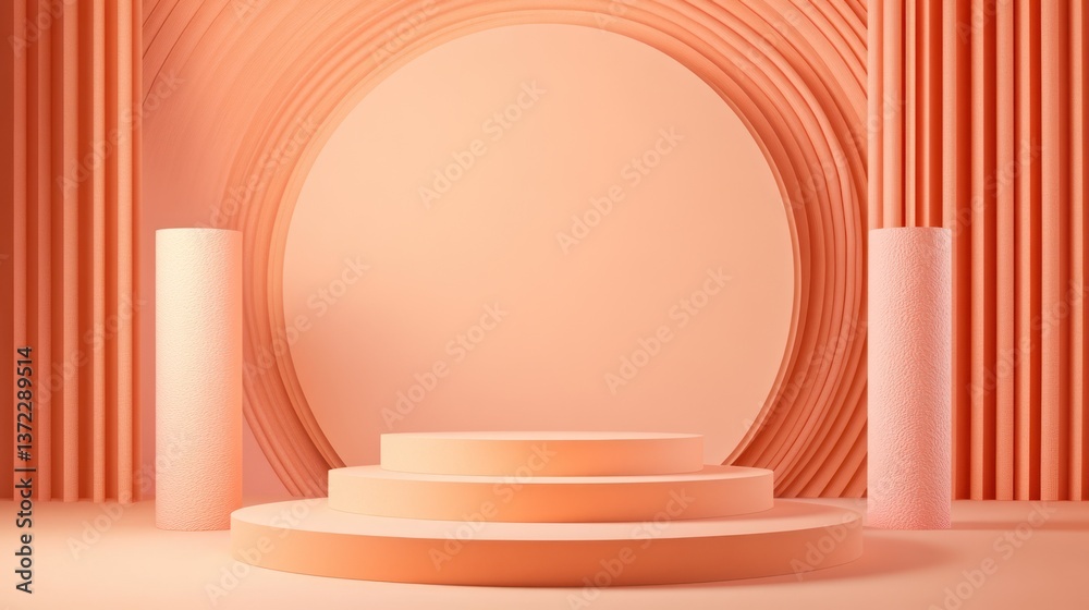 Peachy Pastel Podium Display for Product Showcase Peachy Pastel Podium Display for Product Showcase