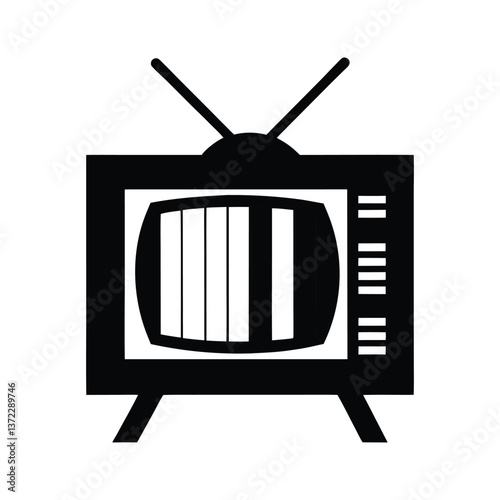 Vintage TV test pattern vector silhouette design on a white background.