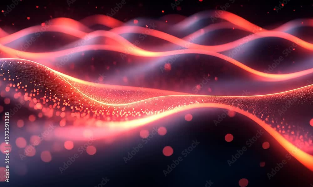 Dynamic futuristic background with glowing red particle waves for modern technology Dynamic futuristic background with glowing red particle waves for modern technology