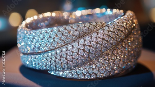 Obraz na płótnie Exquisite diamond bracelet displayed in a gallery setting w salonie