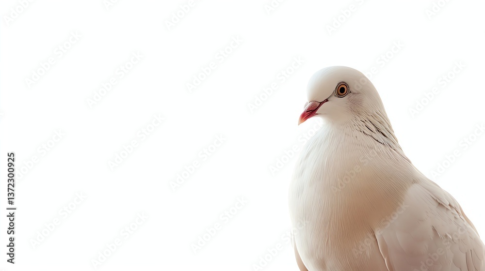 Fototapeta premium A beautiful white pigeon with a gentle expression in its eyes.
