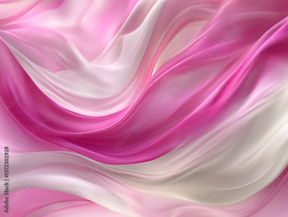Fototapeta premium Flowing pink and white fabric with soft curves and elegant textures