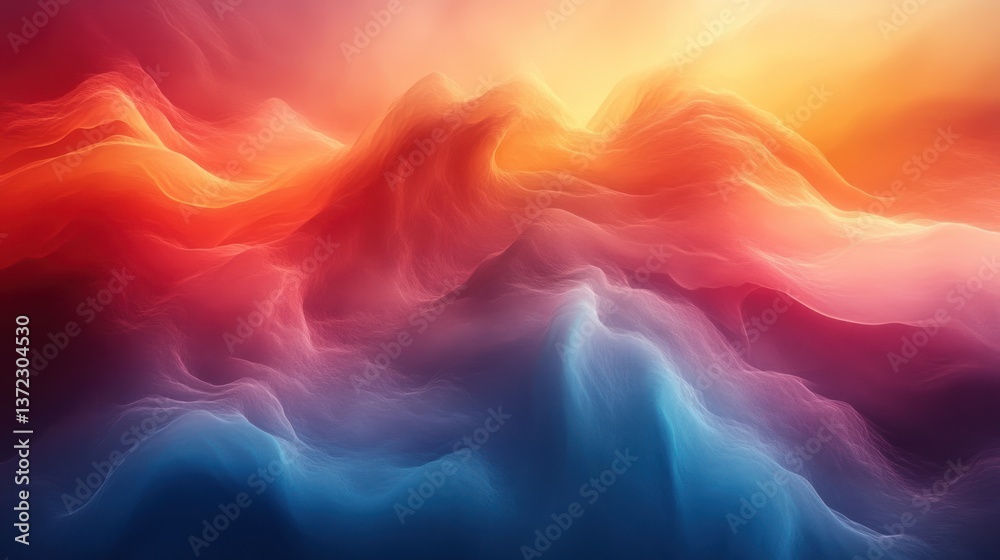 Obraz premium Colorful abstract waves, flowing landscape, light background