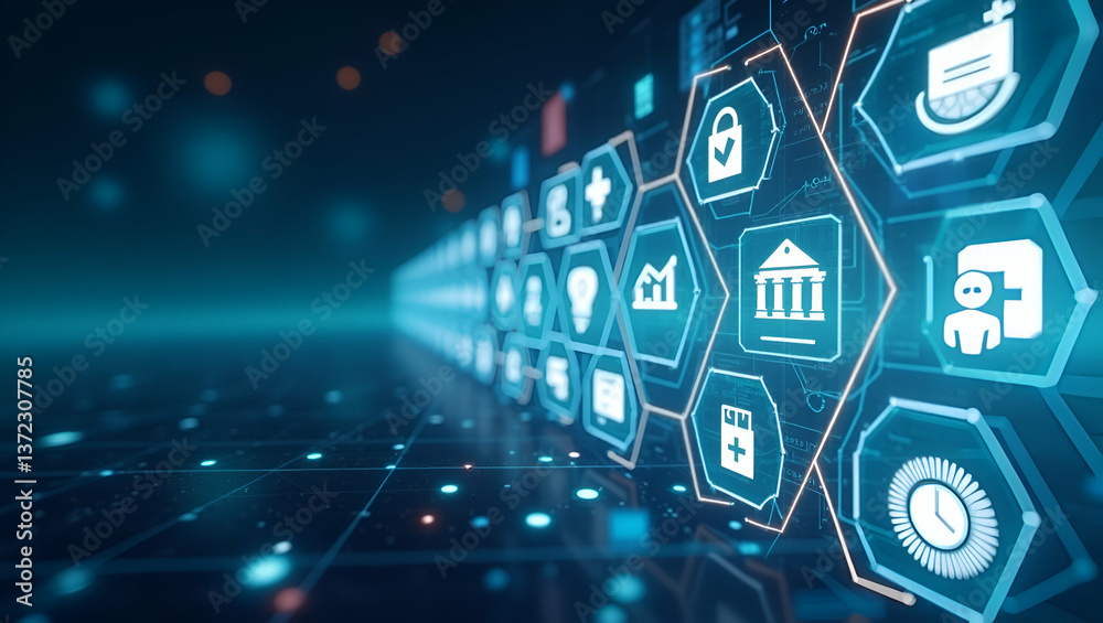 Naklejka premium Explore our refined wallpaper featuring virtual financial advisors and modern wealth management tools, perfect for corporate fintech communications.
