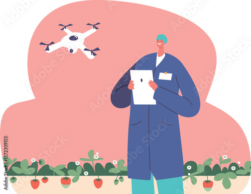 Smart strawberry farm vector illustration