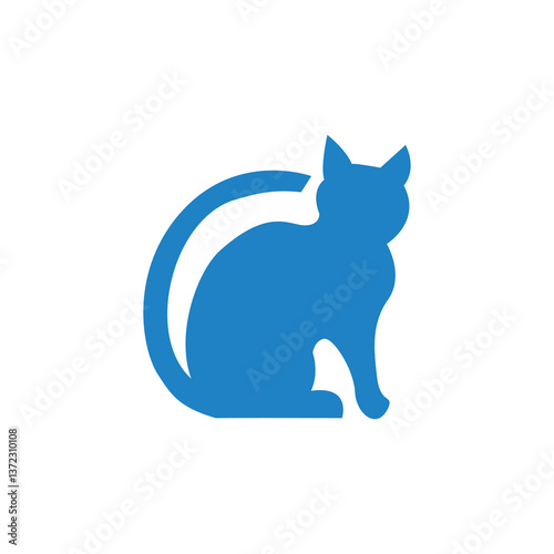 Blue cat digital art work with a unique and artistic design on a clean white background 