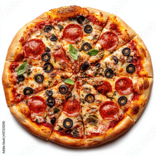 Baked Pizza isolated on white background.