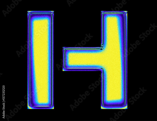 chrome techno gradient letter H alphabet with glossy 3d vector y2k typography letter